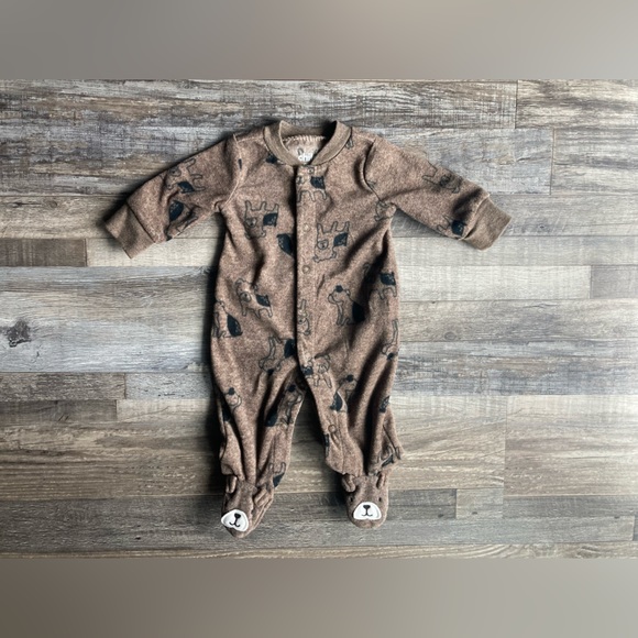 Carters Newborn Brown Dog Baby Footie Sleeper - Picture 2 of 5
